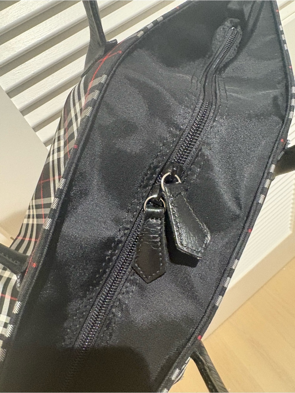 Burberry Black Plaid Tote with Red and White Check - Picture 8 of 13